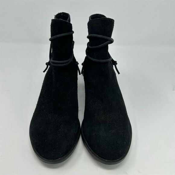 Sorel Farah Black Suede Pull On Ankle Boots Size 7.5 Back Tassel Design - Picture 6 of 12
